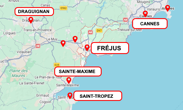 Map-intervention-couvreur-Frejus